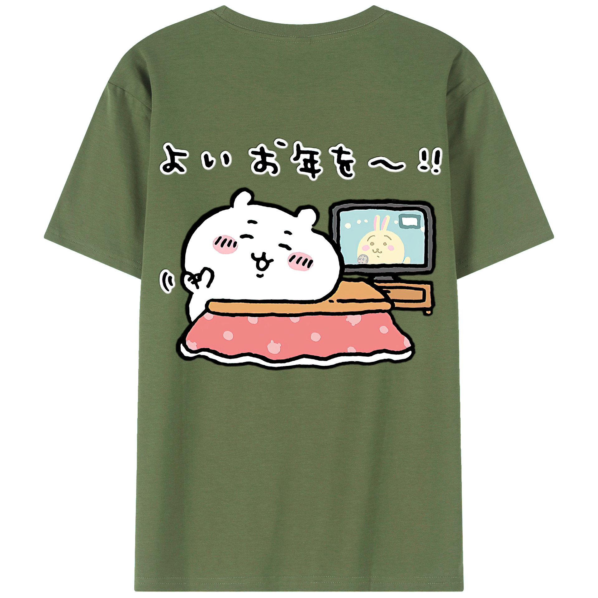 （画像用） ちいかわ ちいかわ Chii-kawa chiikawa 綿100％ メンズ半袖Tシャツ（バックプリント） 通気性